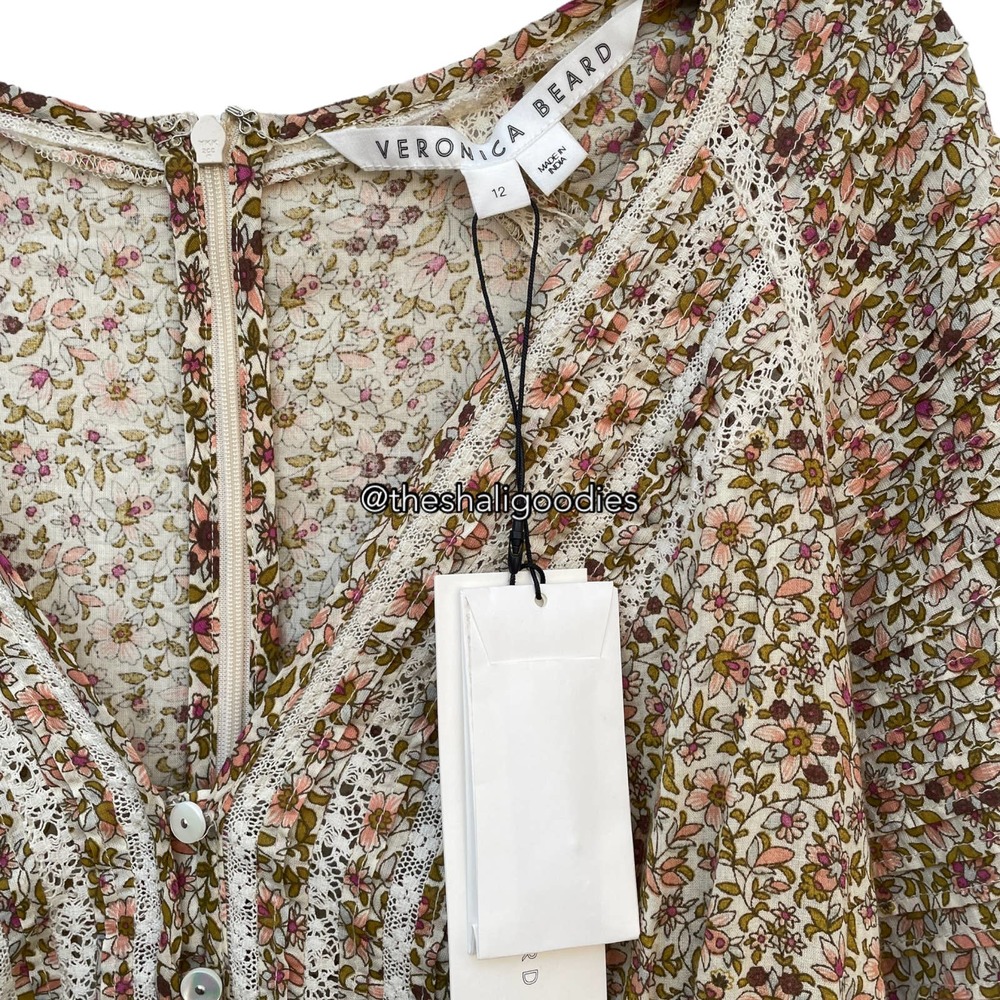 VERONICA  BEARD Addilyn Dress Floral Lace Trim Mini - Picture 9 of 10